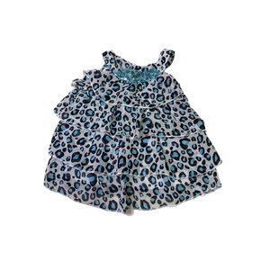 Young Hearts Girls Blue Cheetah Animal Print Tiered Tank Shirt 12M